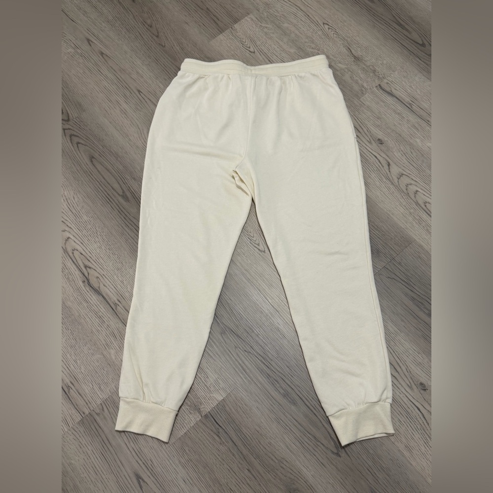 Disney World Sweatpants  Joggers Stitched D Multicolor Logo Size L Cream NEW - Picture 4 of 7